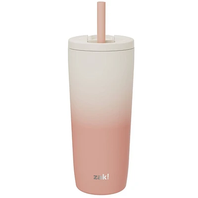 Zak Designs 20 fl oz Stainless Steel Peach Ombre Straw Tumbler