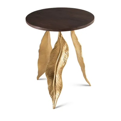 Verna Accent Table Walnut/Gold - Steve Silver Co.: Mango Top, Iron Base, Martini Style