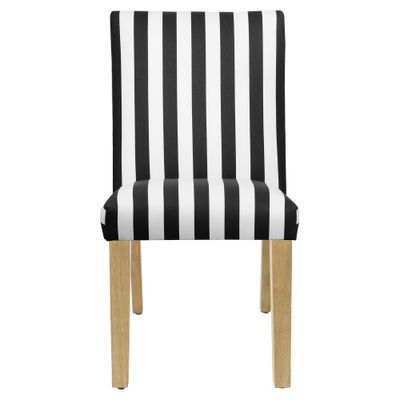 Skyline Furniture Parsons Dining Chair Canopy Stripe Black/White: Upholstered, Wood Legs, Armless