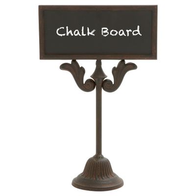 Olivia & May Sign of the Times Rustic Iron Chalkboard and Stand 16: Pedestal Writing Display for Events