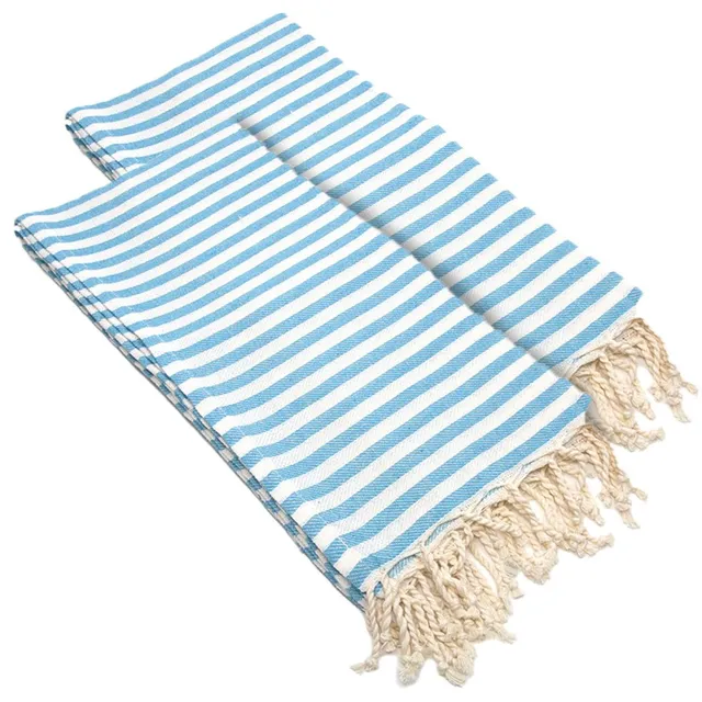 2pc Turkish Cotton Fun In Paradise Pestemal Beach Towel Navy