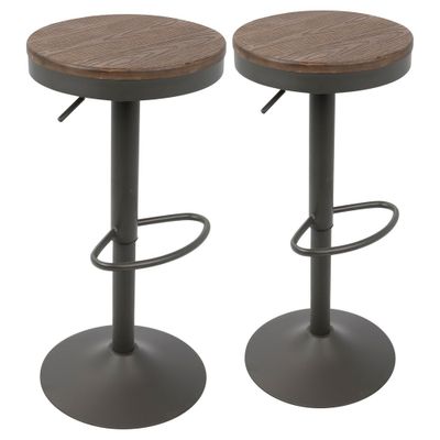 Set of 2 Dakota Adjustable Industrial Barstools  - Lumisource