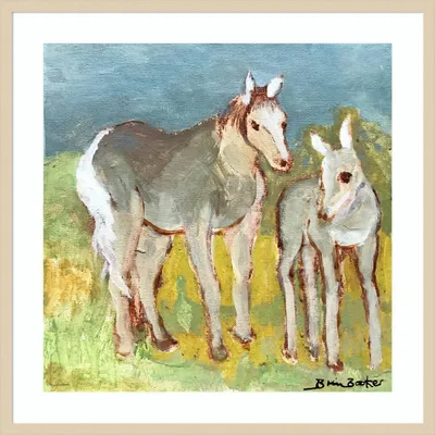 33 x 33 Mare with Foal by Brenda Brin Booker - Amanti Art: Impressionist Equine Decor, Giclee Print