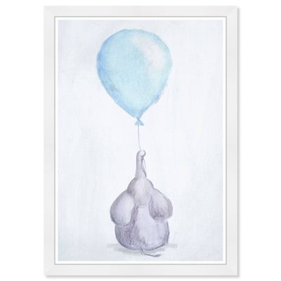 15 x 21 My Blue Balloon Animals Framed Art Print - Wynwood Studio: Modern Decor, Zoo Theme, White Frame