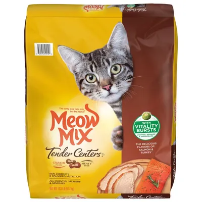 Meow Mix Tender Centers with Flavors of Salmon & Turkey Adult Complete & Balanced Dry Cat Food - 13.5lbs