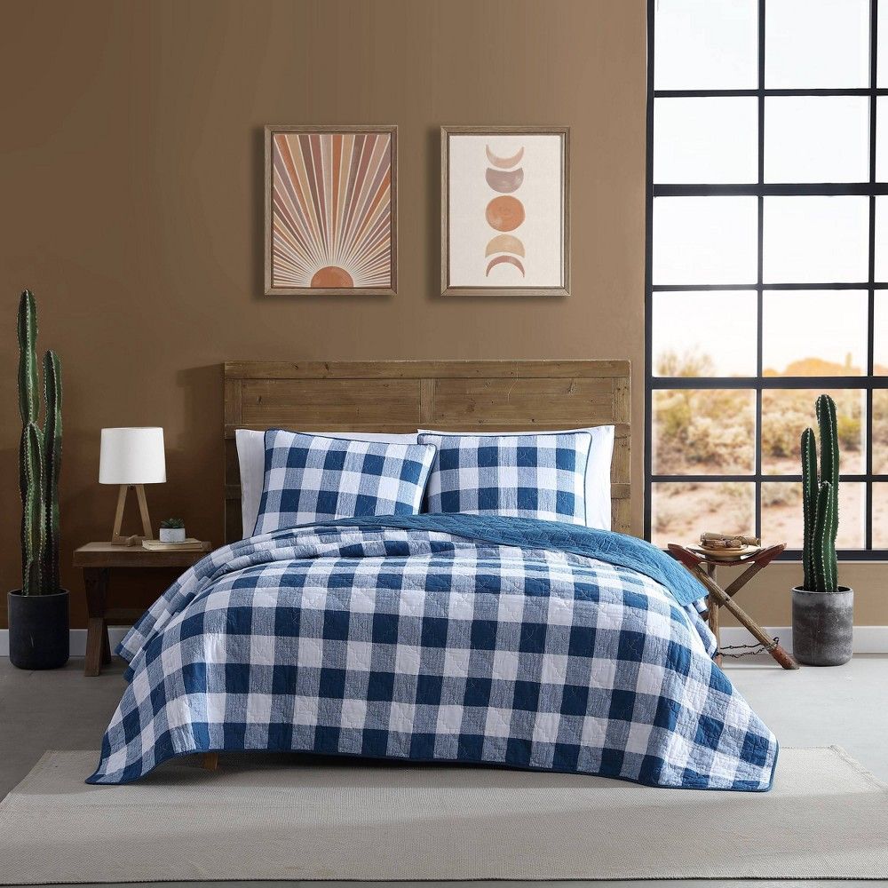 Wrangler Twin Flagstaff Check Cotton Quilt Set Blue - Wrangler |  Connecticut Post Mall