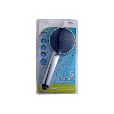 5 Spray Pattern High Pressure Wall Mount Handheld Shower Head with Stainless Hose Silver - J&V TEXTILES: Glossy Finish