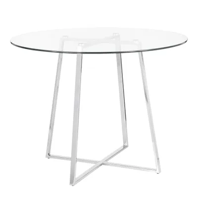 40 Cosmo Round Dining Table  Glass - LumiSource: Contemporary Style, 4-Seater, Steel Pedestal Base