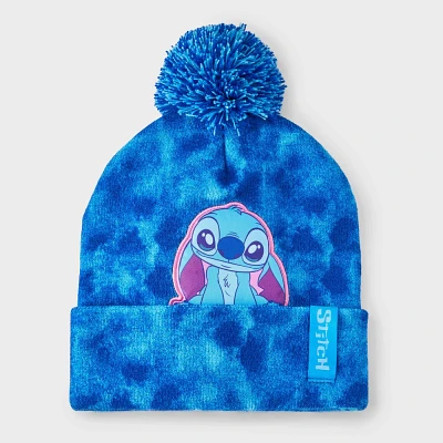 Girls Disney Stitch Tie-Dye Pom Beanie