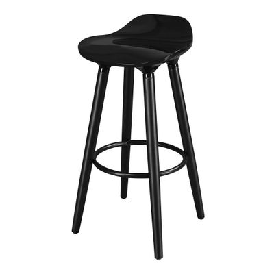 Caroline Bar Stool Noir Black - Adore Decor: Vintage-Inspired, Low Back, Wood Legs, Fixed Height