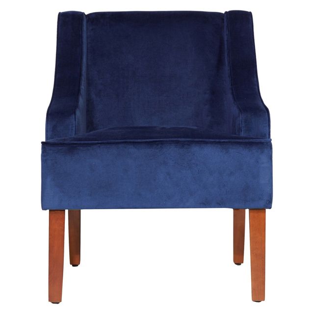 HomePop Swoop Arm Accent Chair - Ink : Upholstered Velvet, Wood Legs, Foam Fill, No Assembly Required