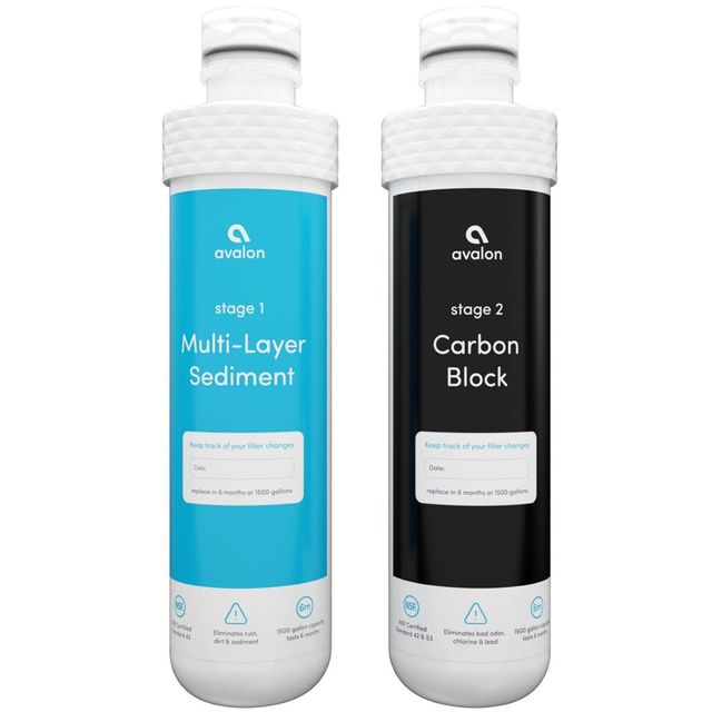 Avalon 2 Stage Replacement Filters: BPA-Free, Reduces Odors, Chlorine, Bacteria, Lead, 6-Month Life, White