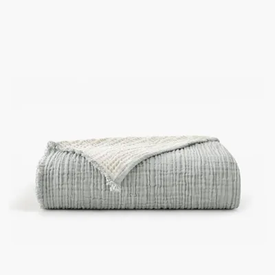 50x60 Two Toned Organic Throw Blanket Gray - Truly Soft