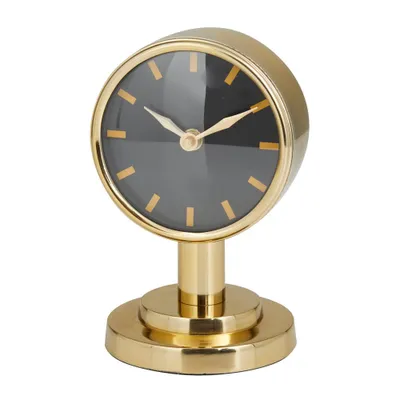 Olivia & May 7x4 Stainless Steel Small Clock : Modern Analog Table Clock for Desk, Shelf Display