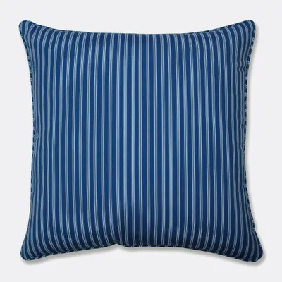 25 Resort Stripe Floor Pillow Blue - Pillow Perfect: Weather-Resistant, Indoor & Outdoor Use