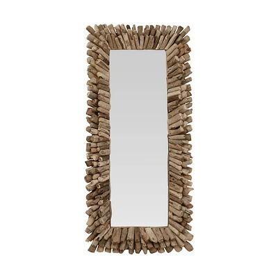 Storied Home Big Driftwood Framed Wall Mirror Natural: Coastal-Inspired, Rectangular, Wood & Glass, 24x52.5