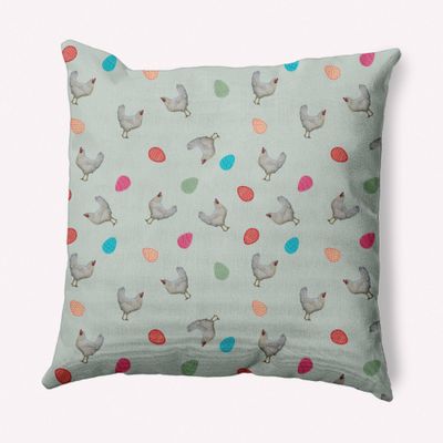 16x16 Chickens and Eggs Easter Square Throw Pillow - e by design