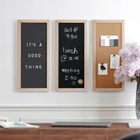 Martha Stewart Cork/Chalk/Letter Board Set Woodgrain Frame Natural Wood