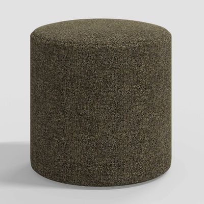 Skyline Furniture Round Thalia Ottoman in Tweed : Padded, Indoor Seating, Pine Wood Frame