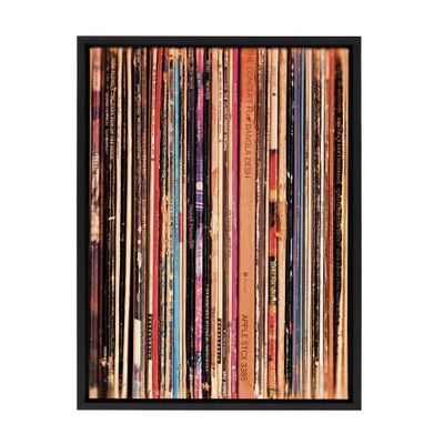 18 x 24 Sylvie Records Framed Canvas by Robert Cadloff - Kate & Laurel: Vinyl Collection Wall Art