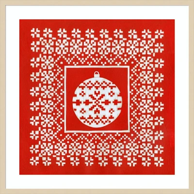 Amanti Art 33x33 Fair Isle Snowflake V by Chariklia Zarris Wood Framed Wall Art Print