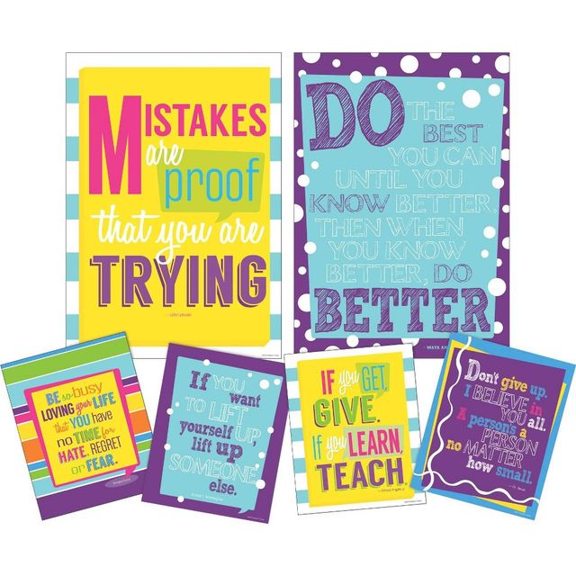 Set of 6 Keep On Trying Motivational Art Prints & Posters - Barker Creek