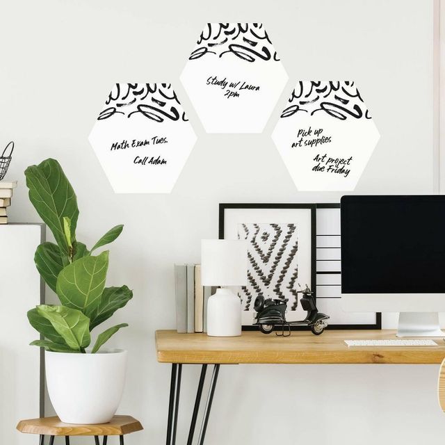 Doodle Dry Erase Hexagon Peel and Stick Wall Decal - RoomMates: Vinyl, Self-Adhesive, Modern Decor, for All Ages