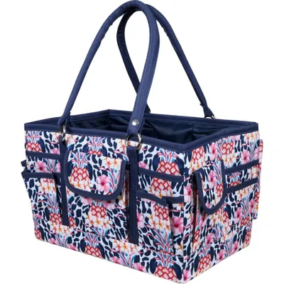 Singer Tropical Print Storage Tote: Polyester Sewing Storage Bag for Supplies, 7.5 H x 12 D x 8.5 W