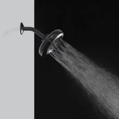 Nebia Corre Four Function Fixed Shower Head Bathroom Hardware Set Matte Black - Brondell: Includes Towel Ring, Plastic Construction