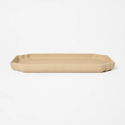 Ceramic Sandy Glaze Tray - Threshold designed with Studio McGee: Oblong Decorative Centerpiece, Raised Edges