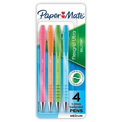 Paper Mate 4pk Ballpoint Pens Black Ink Flexgrip Ultra: 0.7mm Point, Stationery & Office Supplies