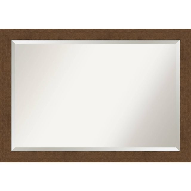 Amanti Art 40 x 28 Carlisle Framed Bathroom Vanity Wall Mirror Brown : Beveled, Wood Frame, Wall Mount