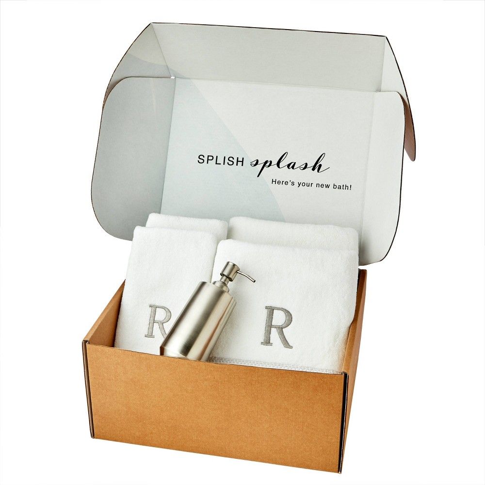 SKL Home Casual Monogram S 2 Pc. Hand Towel Set, White