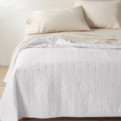 Full/Queen Heavyweight Linen Blend Quilt White - Casaluna: Rayon & Cotton, OEKO-TEX Certified, Machine Washable