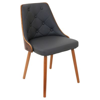 Gianna Mid Century Modern Walnut Dining Chair Wood/ - LumiSource: Button Tufted, Curved Frame