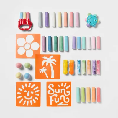 Sidewalk Chalk Bucket 50pc Play Set - Sun Squad