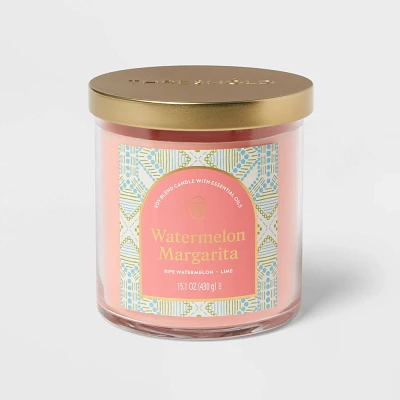 2-Wick Glass Jar Candle with Lid Watermelon Margarita 15.1oz - Threshold