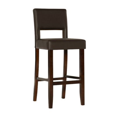 Linon 30 Vega Padded Back and Seat Faux Leather Barstool Hardwood/Espresso : Upholstered, Armless, Fixed Height