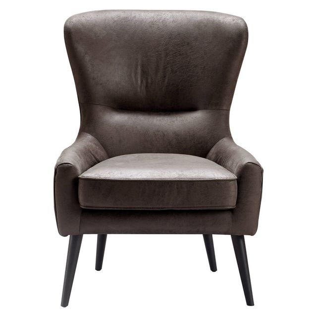 Auburn Wingback Chair Mocha  Faux Leather - Finch: Scandinavian-Inspired, Tufted Back, Tapered Legs