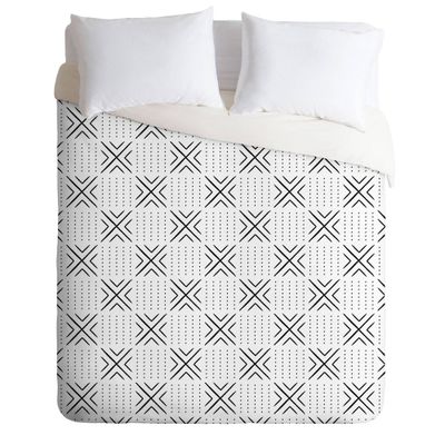 Queen/Full Little Arrow Design Co Mud Cloth Tile Comforter Set Black/White - Deny Designs
