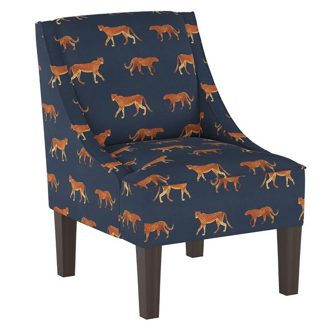 Skyline Furniture Jaslin Accent Chair in Patterns : Swoop Arm, Square Back, Wooden Legs