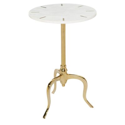 Olivia & May Contemporary Marble Accent Table White