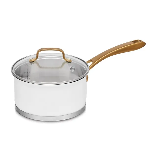 Cuisinart Classic 4.5qt Stainless Steel Dutch Oven with Cover and Brushed  Gold Handles Matte White