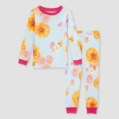 Burts Bees Baby Toddler Girls 2pc Organic Cotton Tight Fit Pajama Set