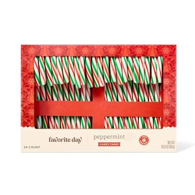 Christmas Peppermint Green & Red Stripe Candy Canes - 10.6oz/24ct - Favorite Day