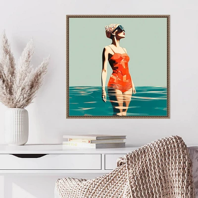 Amanti Art 22x22 Swim Medley by Irena Orlov Framed Canvas Wall Art Print