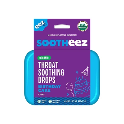 The Eez Co. Sootheez Organic Throat Soothing Drops - Birthday Cake - 14ct