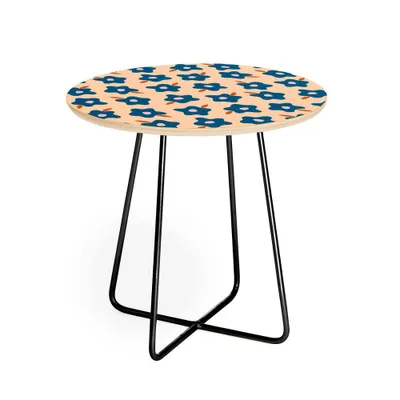 Maritza Lisa Wonky Spring Flowers Round Side Table Blue/Black - Deny Designs