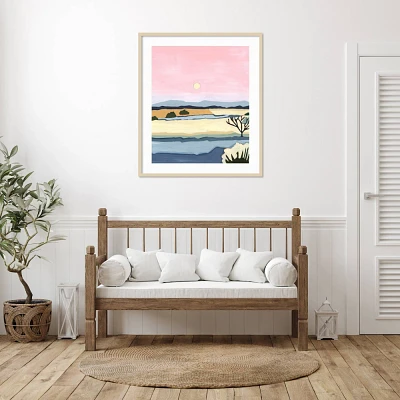 Amanti Art  Pink sunset over Villacuri by Andrea Mejia Wood Framed Wall Art Print