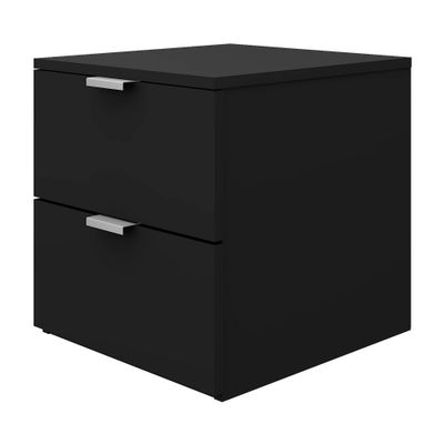 Delmar Wood 2 Drawer Nightstand Matte Black: Steel Hardware, Easy-Grab Pulls - Hillsdale Furniture